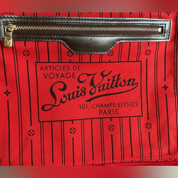 Authentic Louis Vuitton Neverfull damier ebene red - Picture 12 of 16